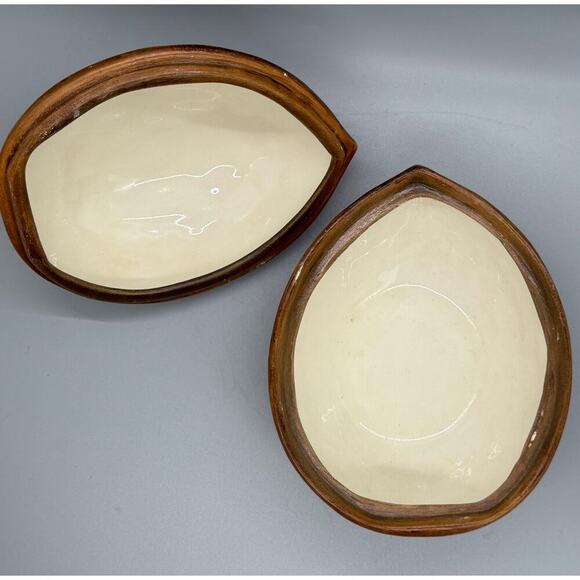 Vintage Signed Walnut Ceramic Dish with Lid Walnut handle On Lid Fred Hall 1970 - Picture 8 of 13